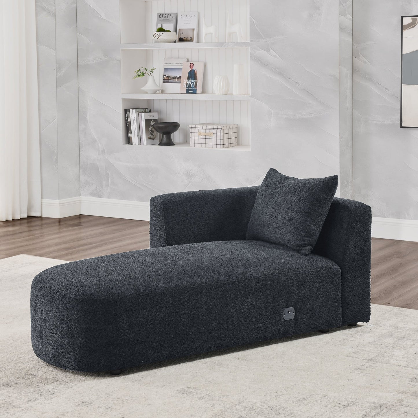 Black Modular Left Chaise for Sectional Sofa