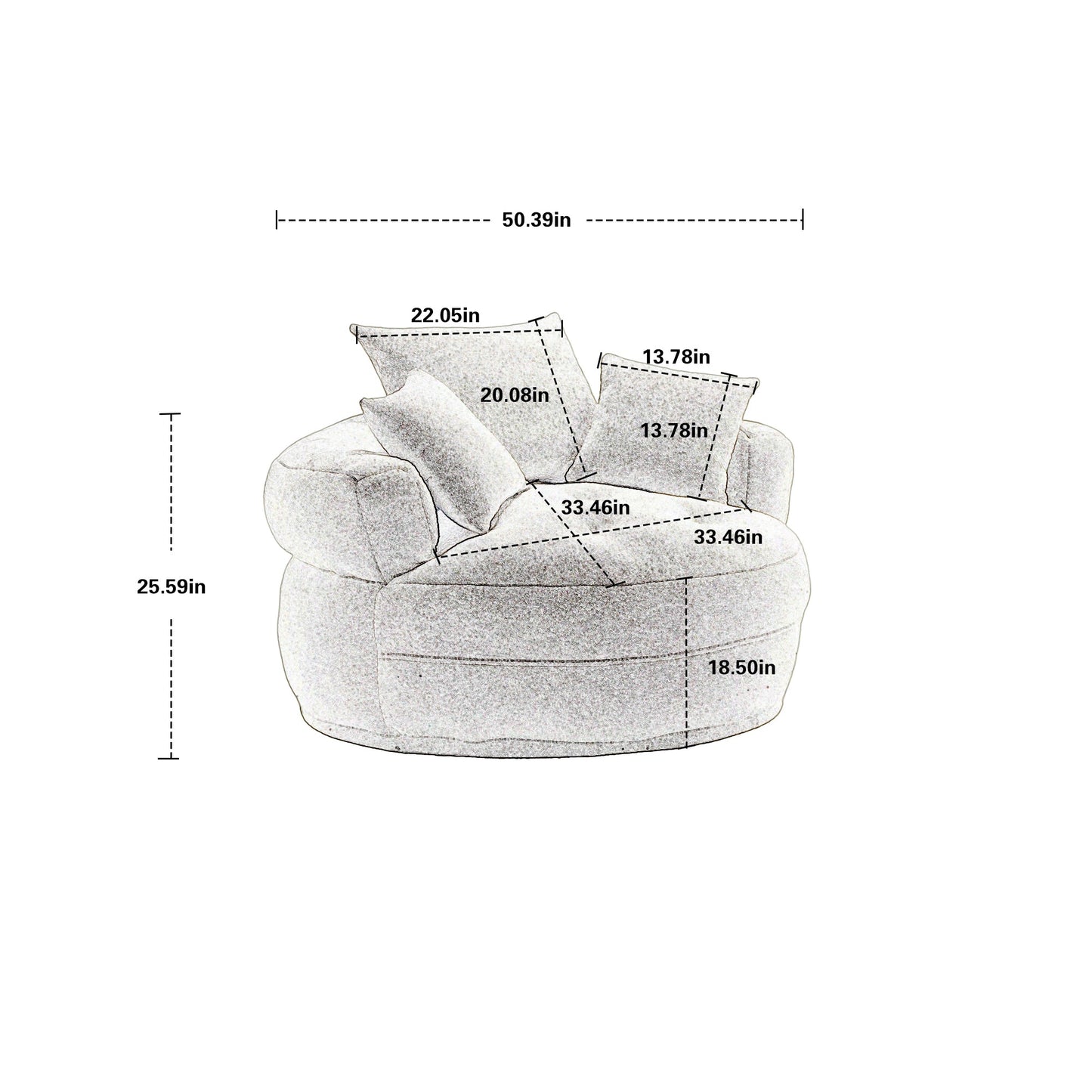 Chenille Sponge single sofa,No Assembly Required,Fluffy Modern Sleeper