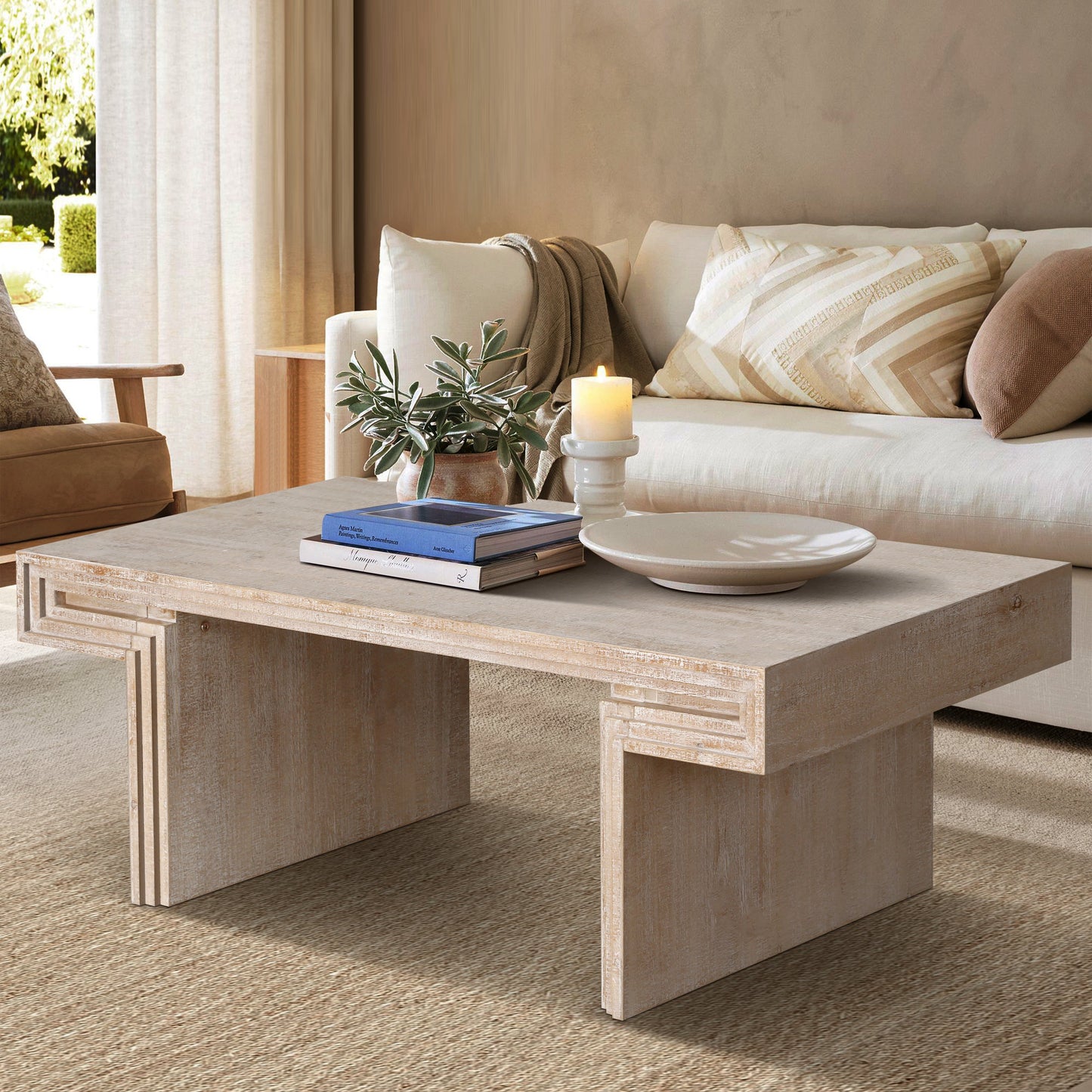Antique Natural Wood Coffee Table