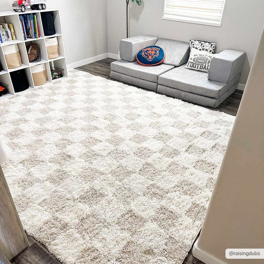 Atira Light Brown Checkered Rug
