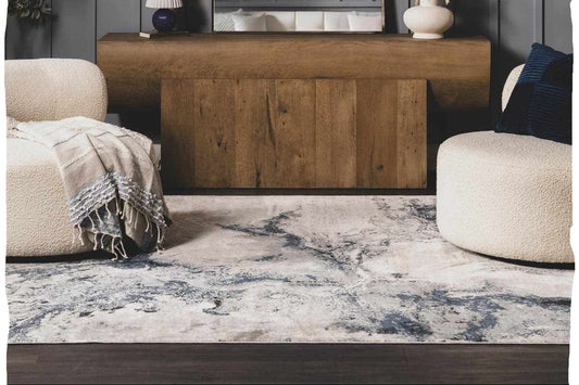 Kirkland Dark Blue Marble Rug