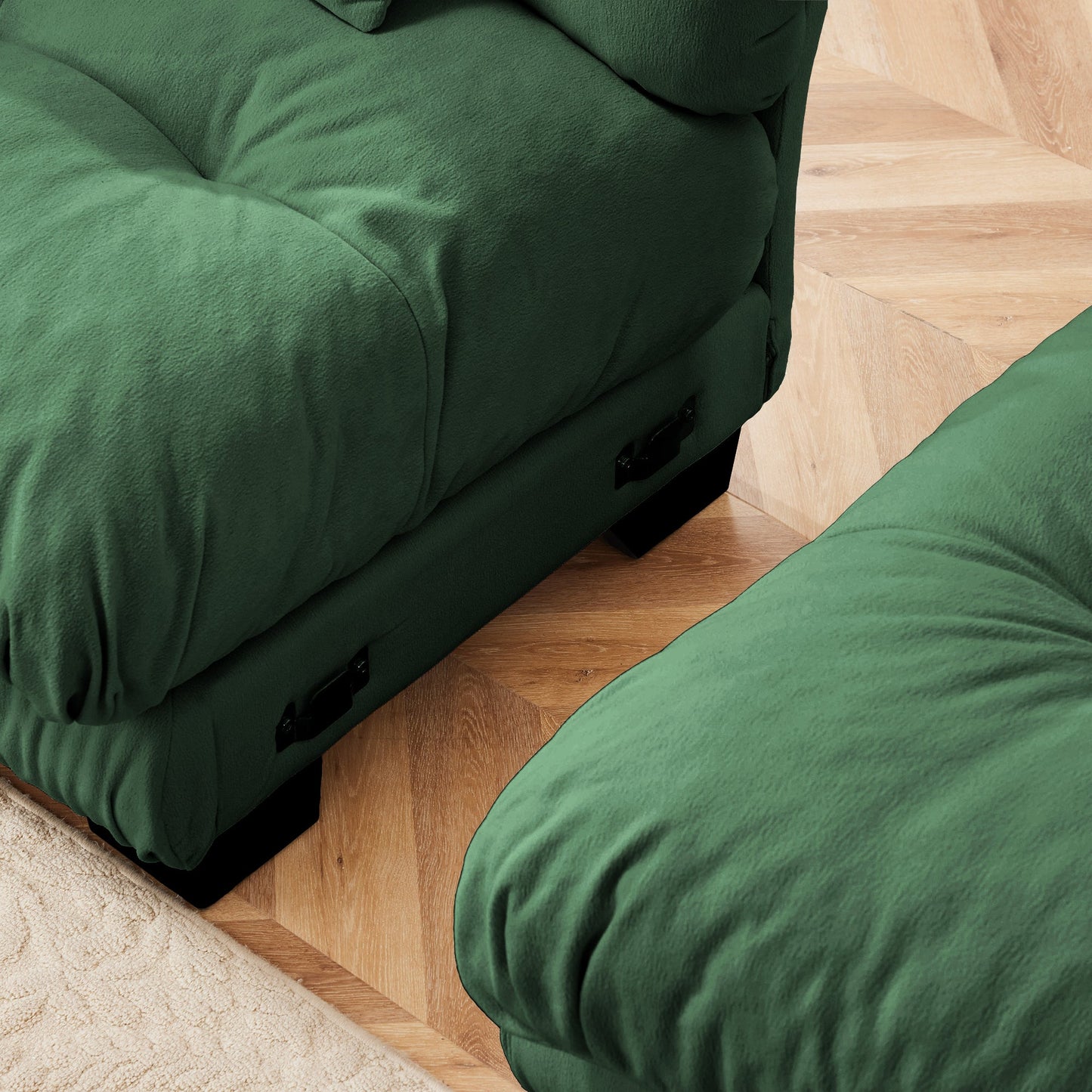 Green Ottomans Chenille U Couch