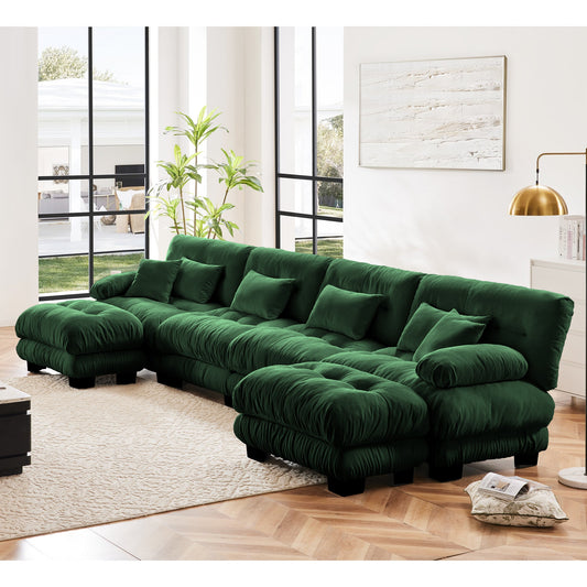 Green Ottomans Chenille U Couch