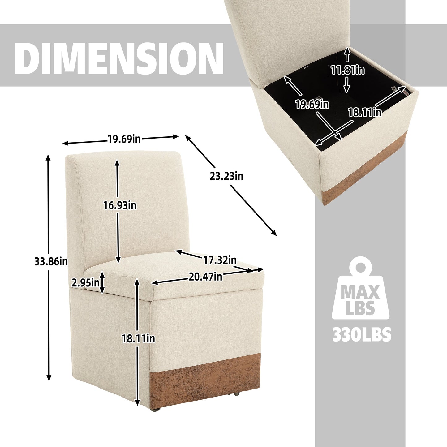 360 Degree Swivel Upholstered Dining Chairs Set of 2 Swivel Dining