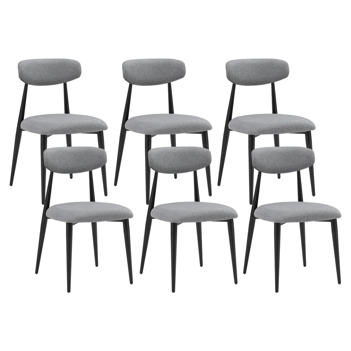 (Set of 6)Modern Gray Dining Chair with Curved Backrest