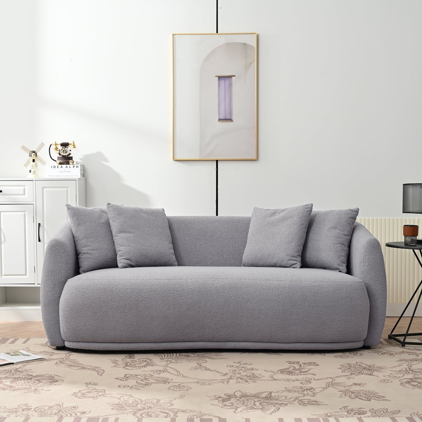 Modern Cashew-Shaped Sofa Set in Soft Grey