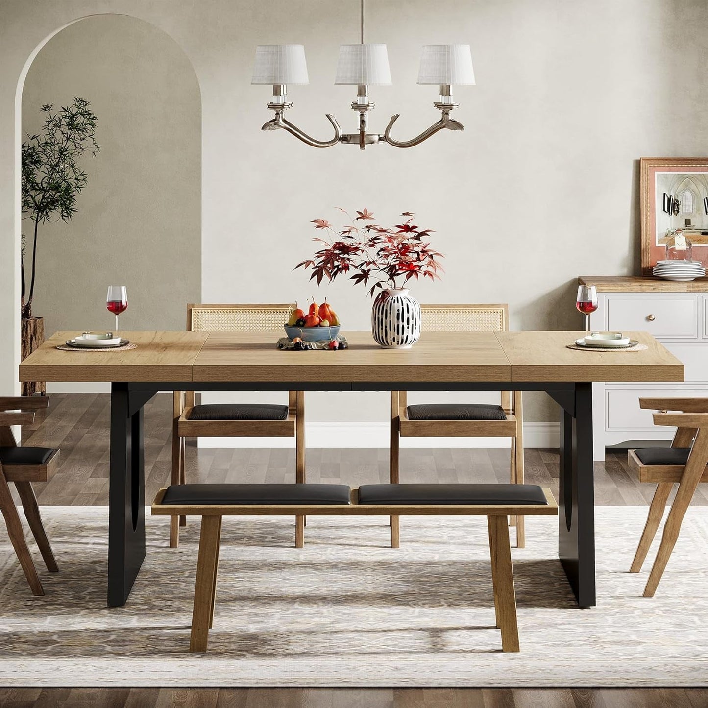 Rustic 70" Farmhouse Dining Table for 6–8 People