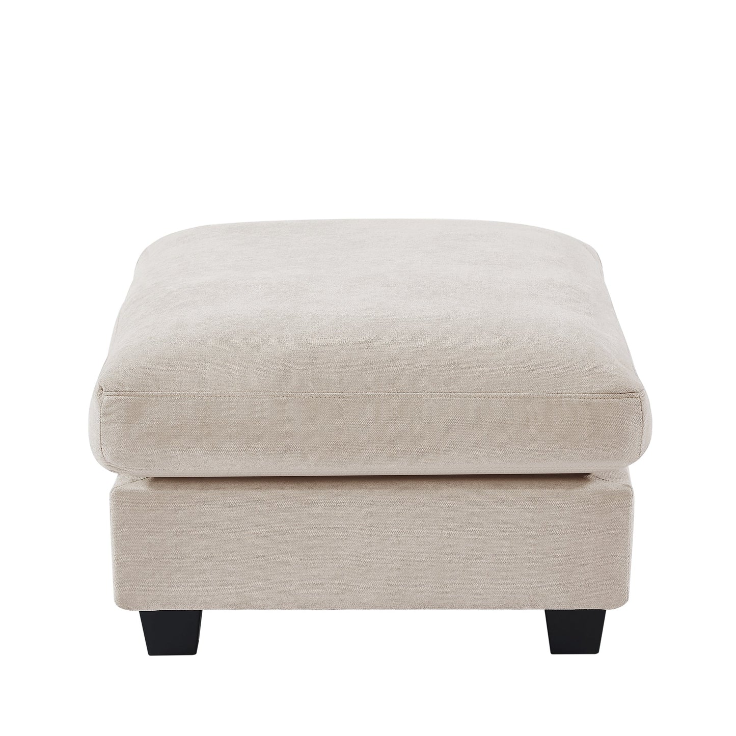 Beige L-Shaped Linen Sectional Sofa