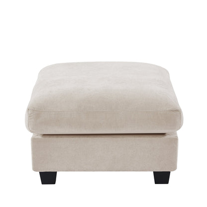Beige L-Shaped Linen Sectional Sofa