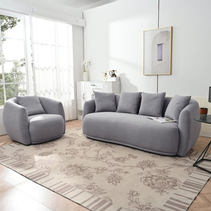 Modern Cashew-Shaped Sofa Set in Soft Grey