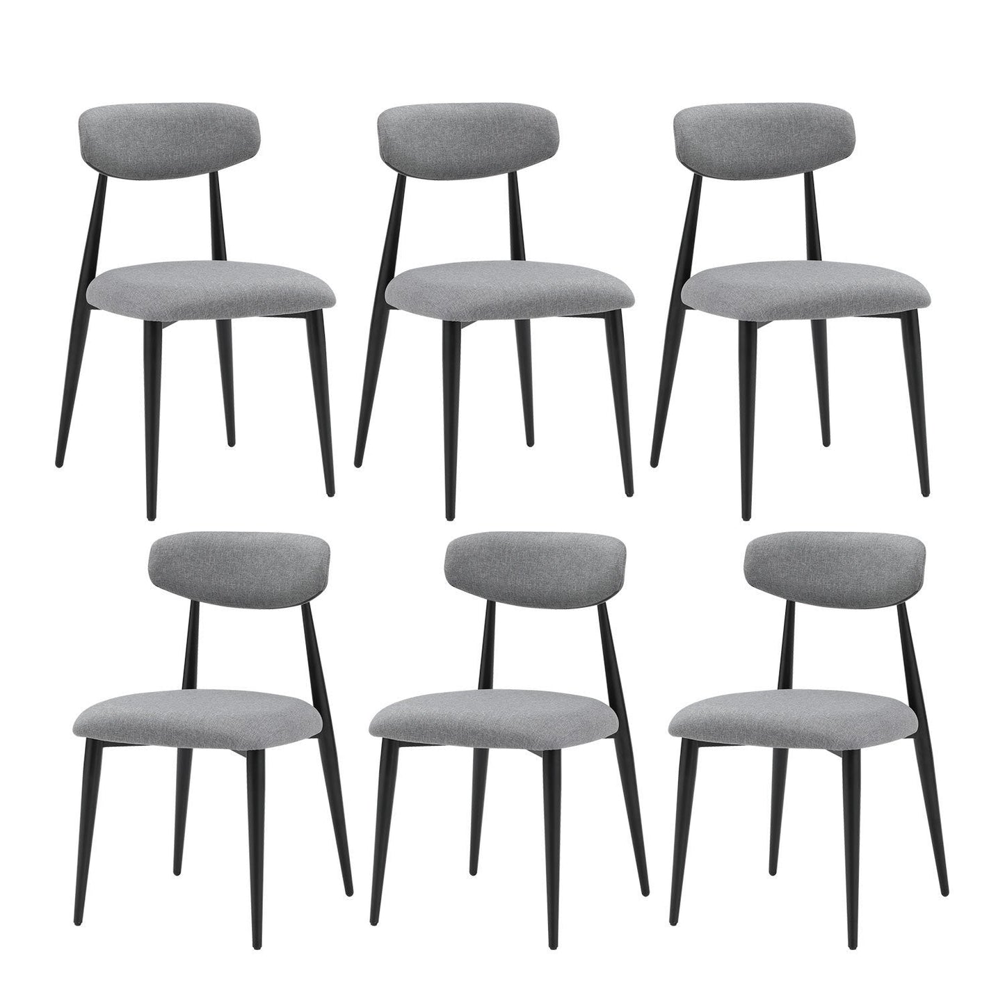 (Set of 6)Modern Gray Dining Chair with Curved Backrest