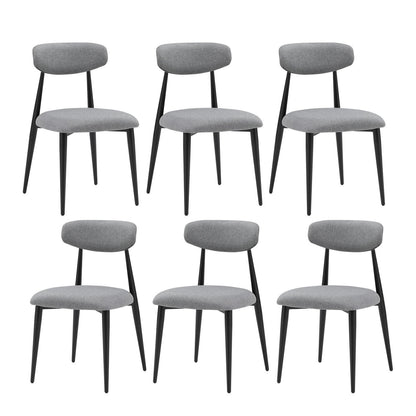 (Set of 6)Modern Gray Dining Chair with Curved Backrest