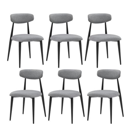 (Set of 6)Modern Gray Dining Chair with Curved Backrest