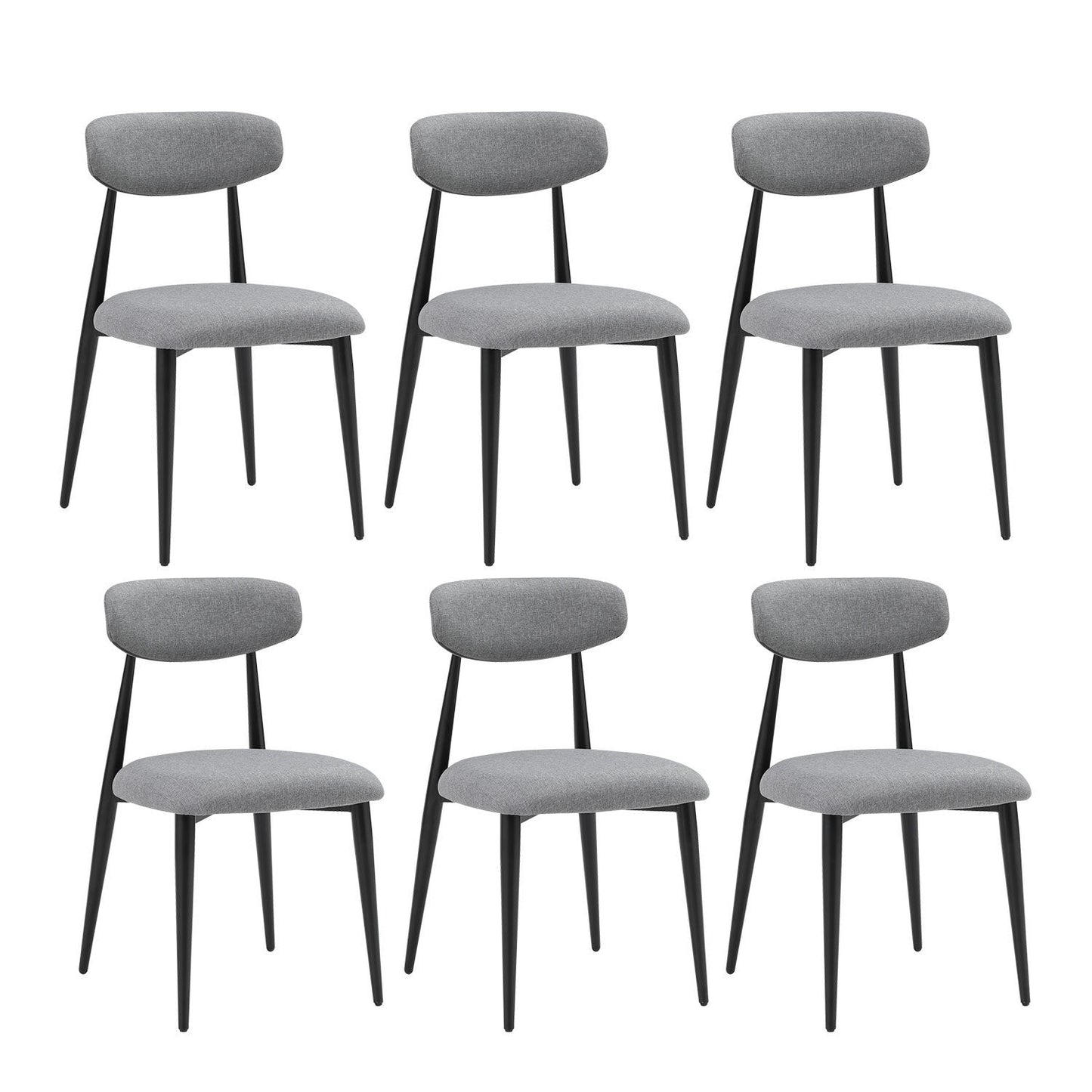 (Set of 6)Modern Gray Dining Chair with Curved Backrest
