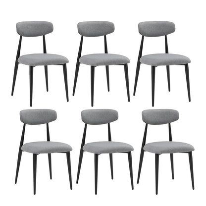 (Set of 6)Modern Gray Dining Chair with Curved Backrest