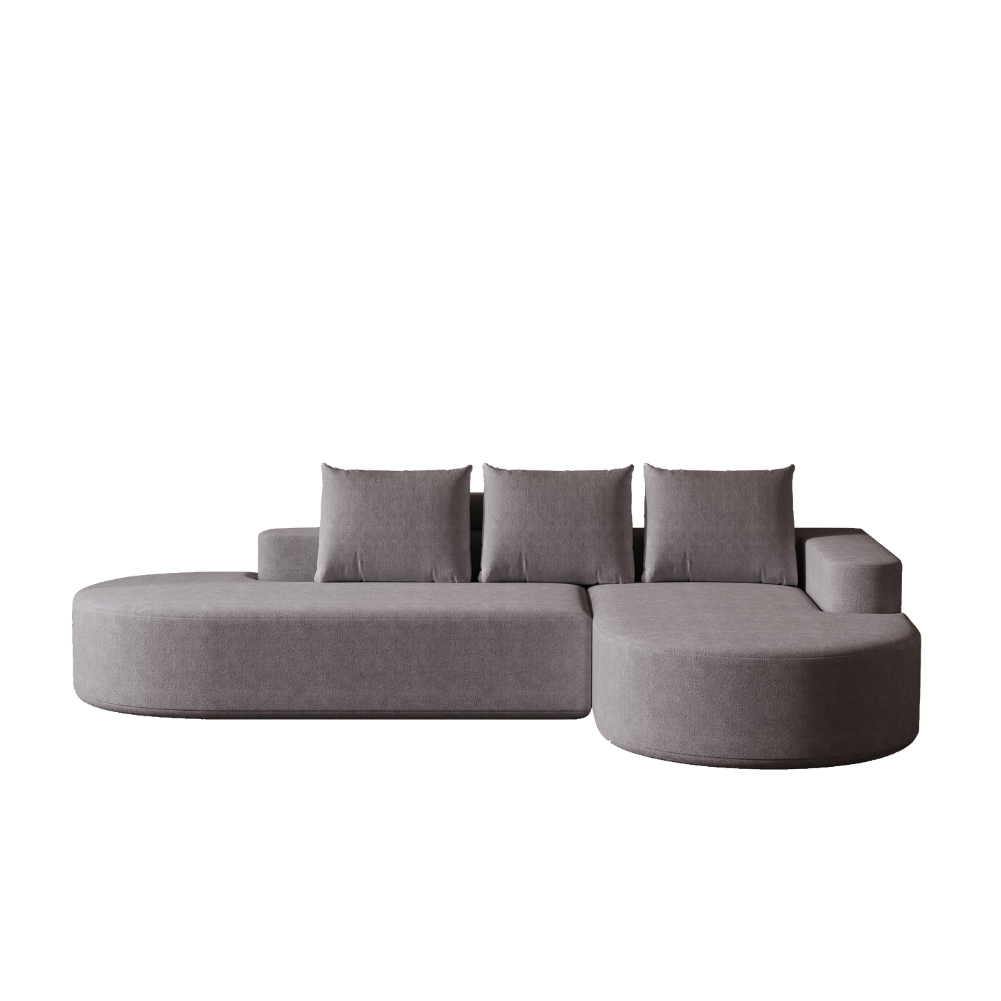 Grey Chenille Curved Sofa