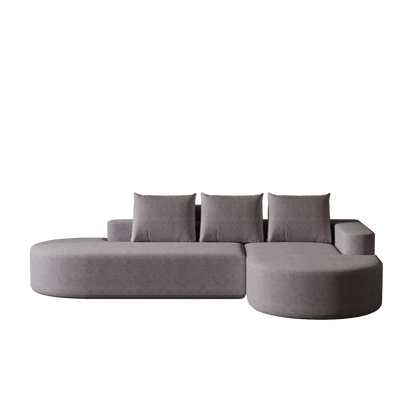 Grey Chenille Curved Sofa