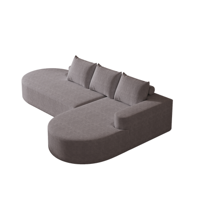 Grey Chenille Curved Sofa