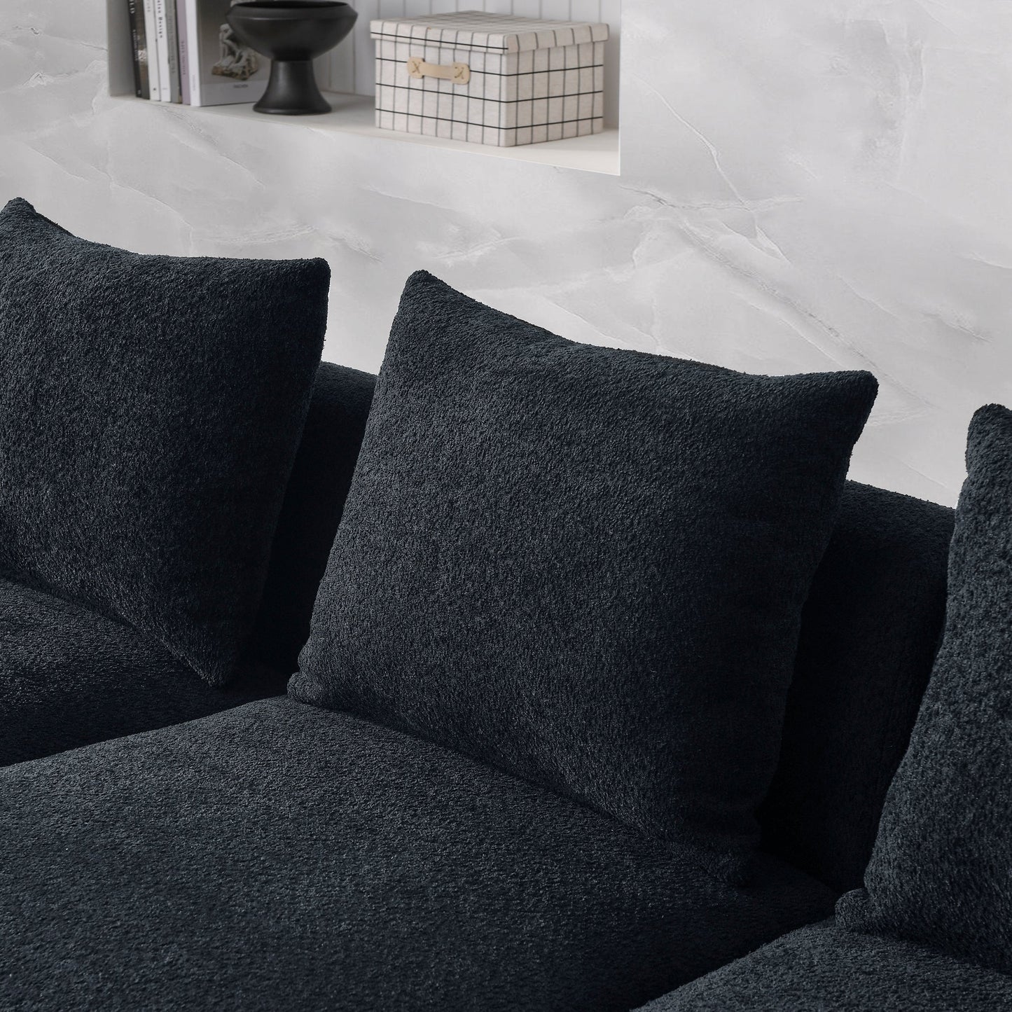 Black Modular Left Chaise for Sectional Sofa