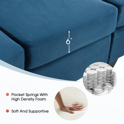 6-Piece Modular Velvet Sectional Sofa with USB Charging Ports – Navy Blue