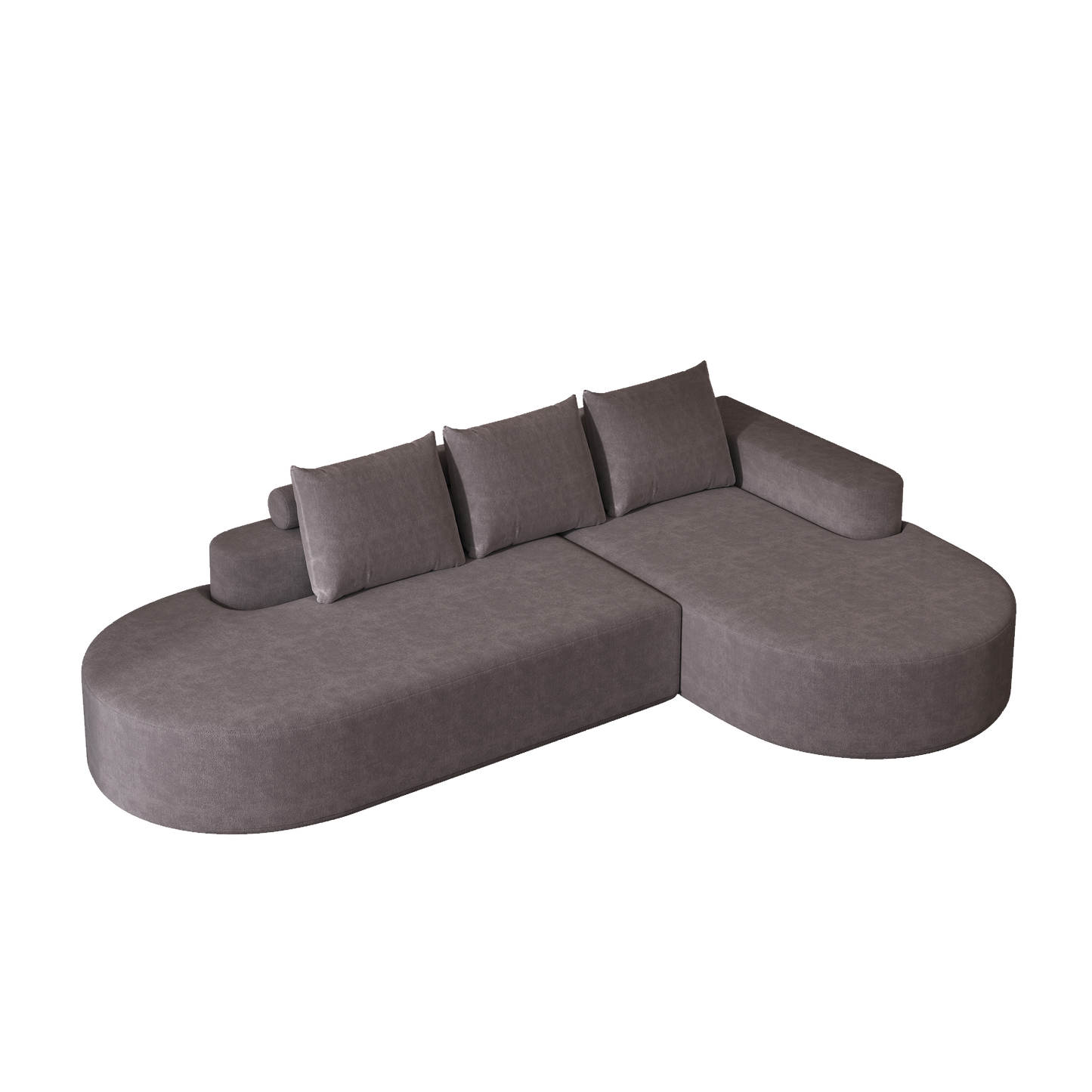 Grey Chenille Curved Sofa