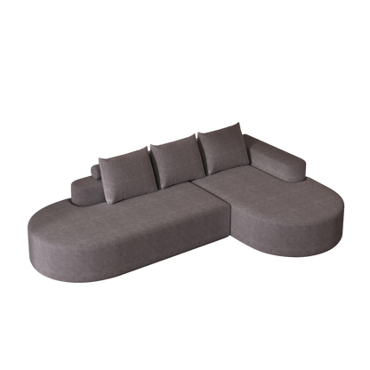 Grey Chenille Curved Sofa