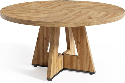 47" Round Wooden Dining Table with Pedestal Base Seats 4–6