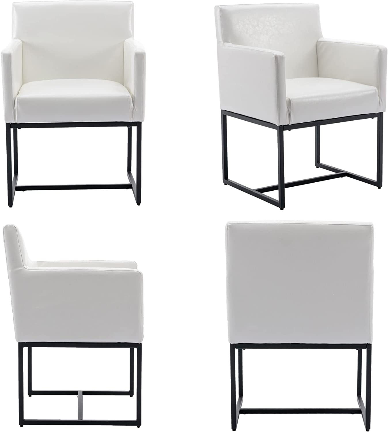 White Upholstered Armchairs Set of 4