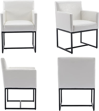White Upholstered Armchairs Set of 4