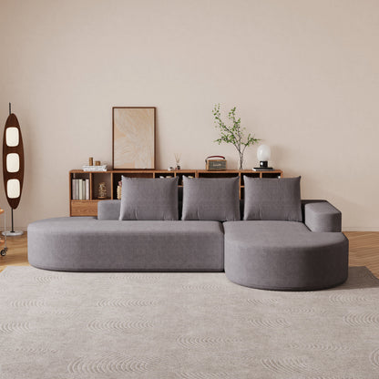 Grey Chenille Curved Sofa