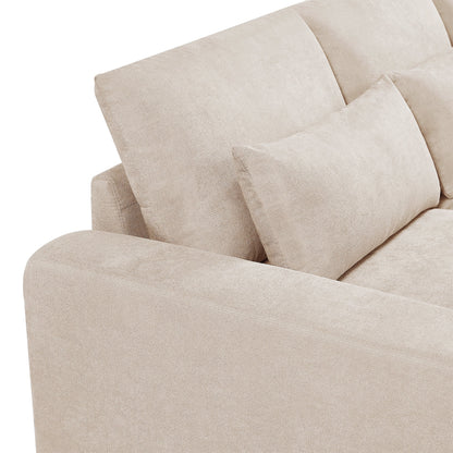 Beige L-Shaped Linen Sectional Sofa