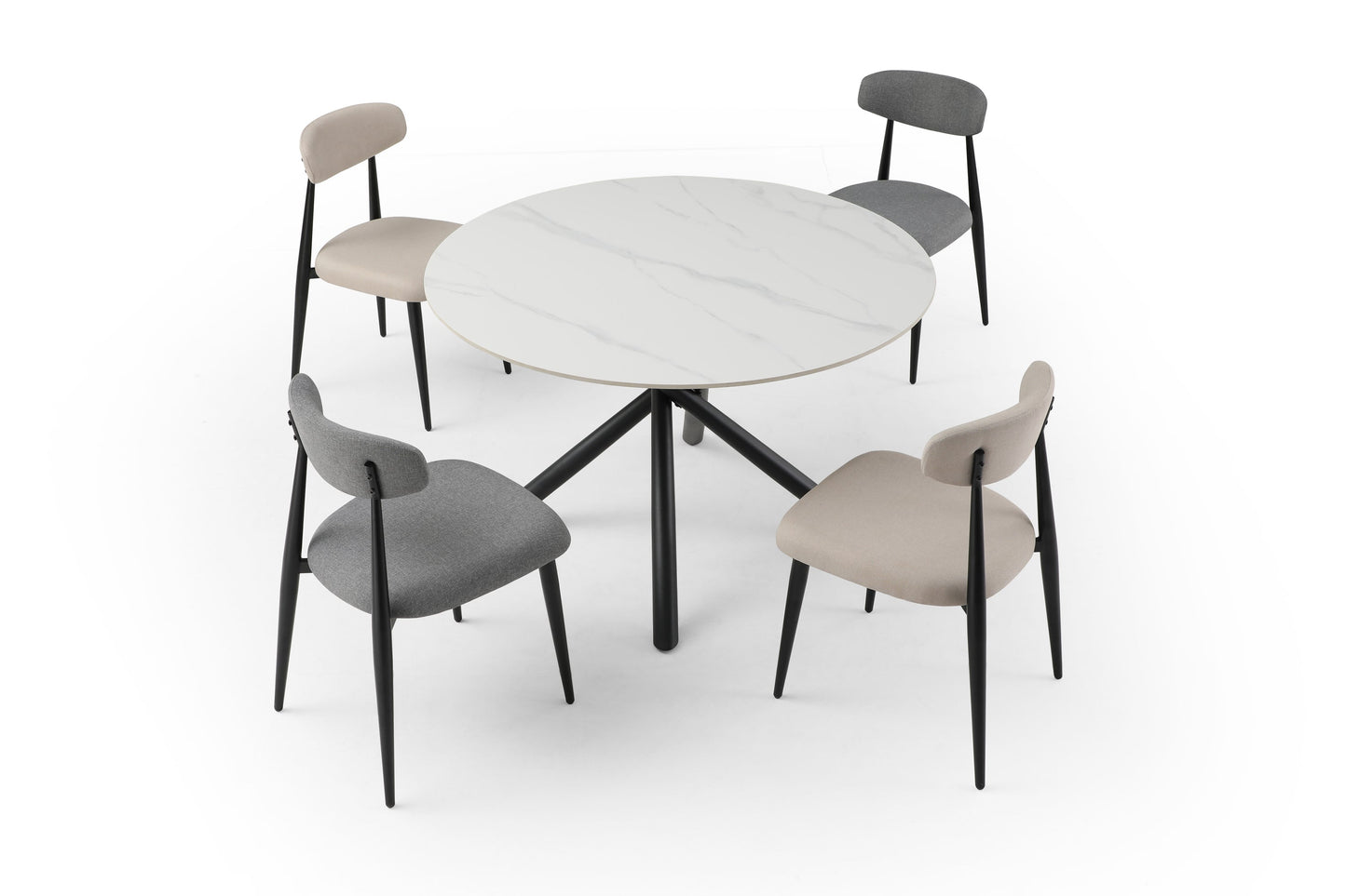 (Set of 6)Modern Gray Dining Chair with Curved Backrest