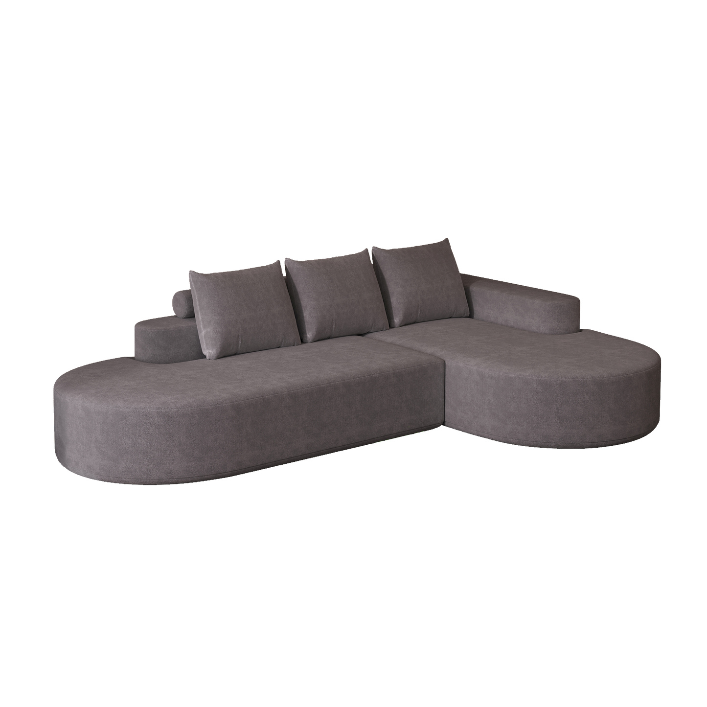 Grey Chenille Curved Sofa