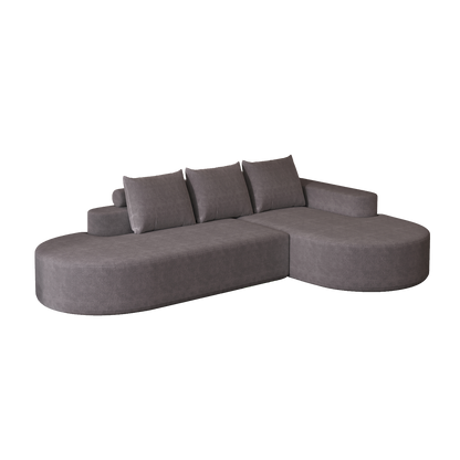 Grey Chenille Curved Sofa