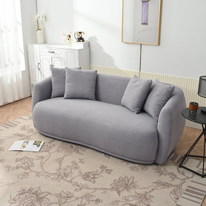 Modern Cashew-Shaped Sofa Set in Soft Grey
