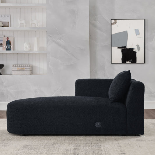 Black Modular Left Chaise for Sectional Sofa