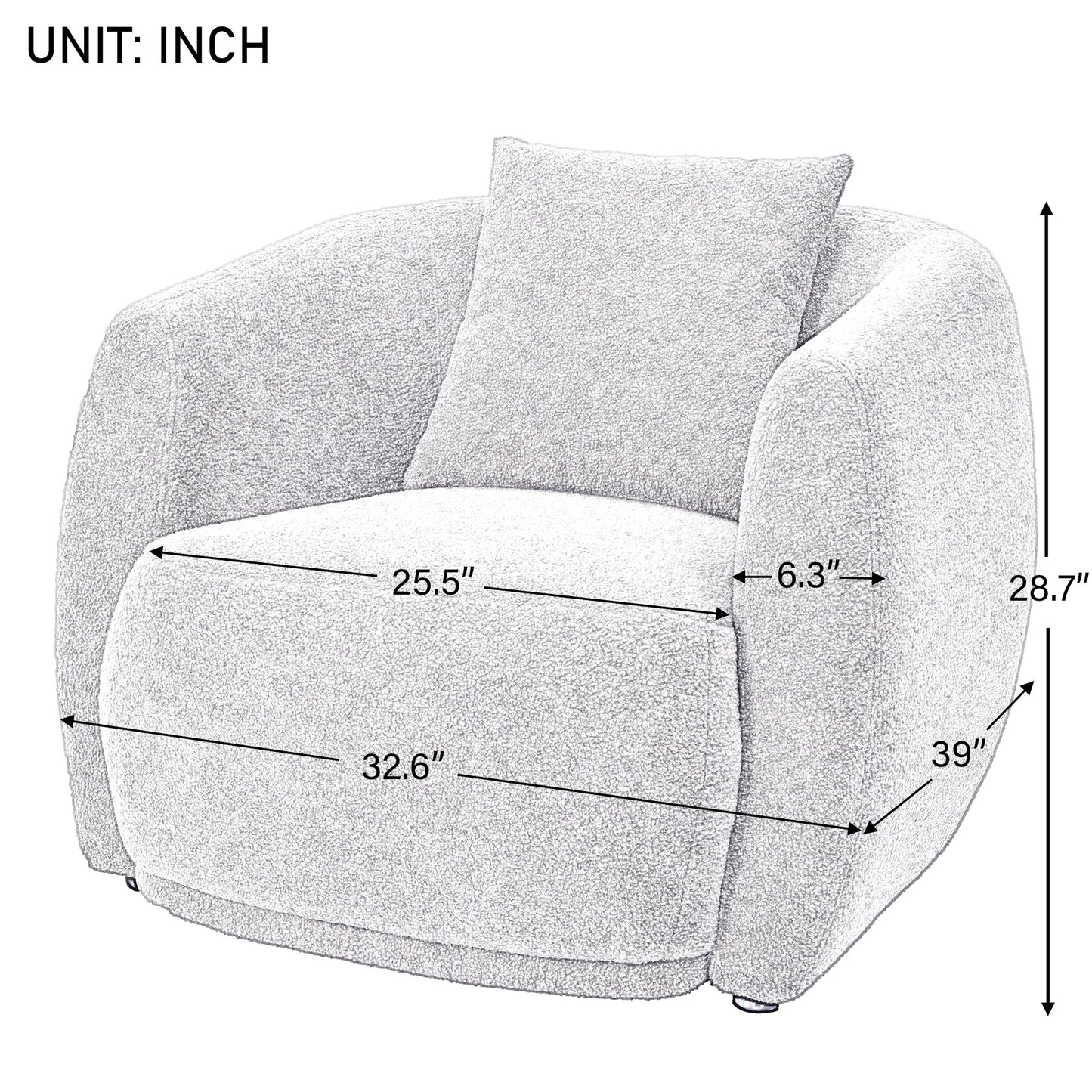 Modern Cashew-Shaped Sofa Set in Soft Grey