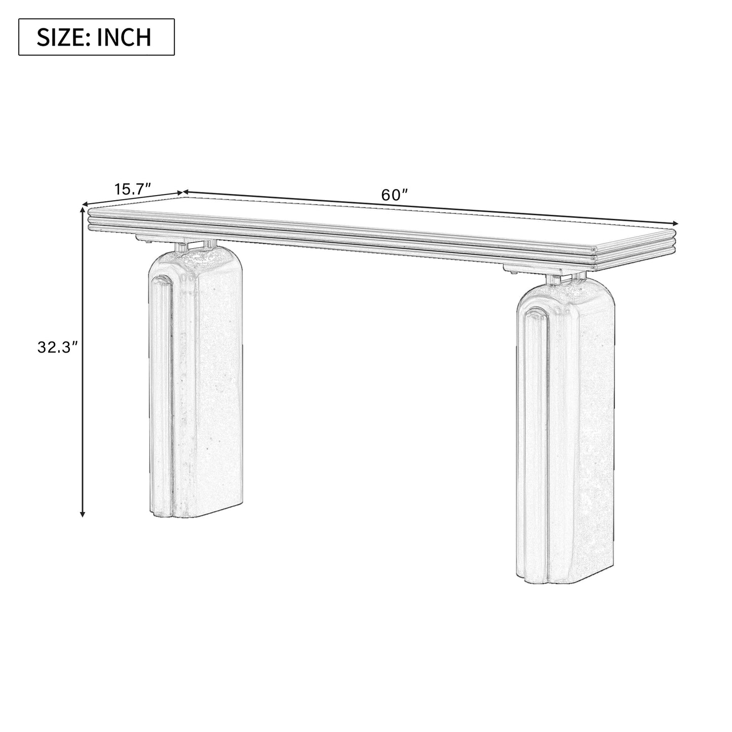 60-Inch Modern Black Console Table