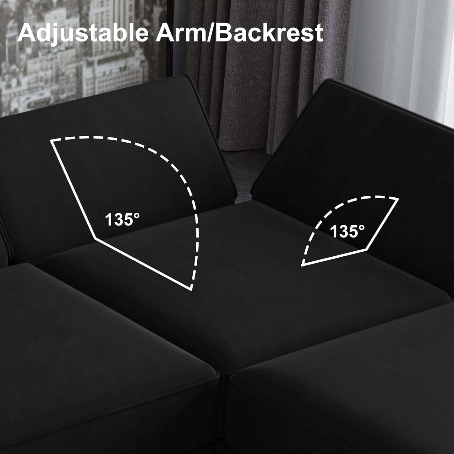 Modular  Sofa Velvet Couch with Chaise