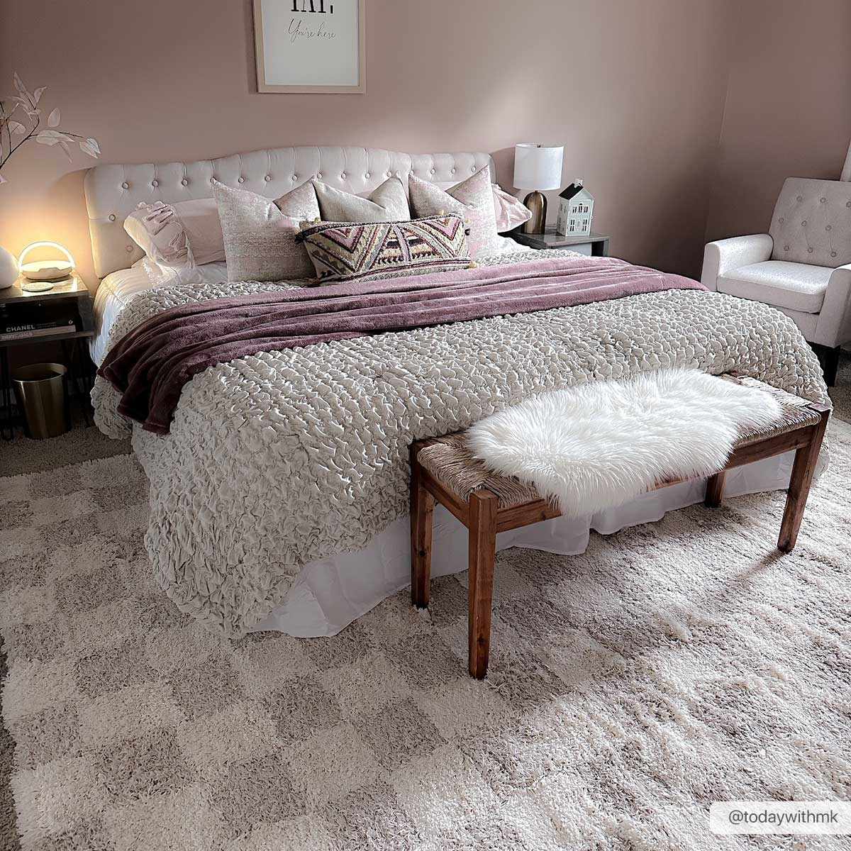 Atira Light Brown Checkered Rug