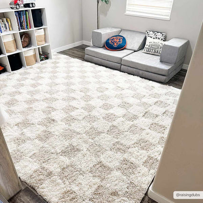 Atira Light Brown Checkered Rug