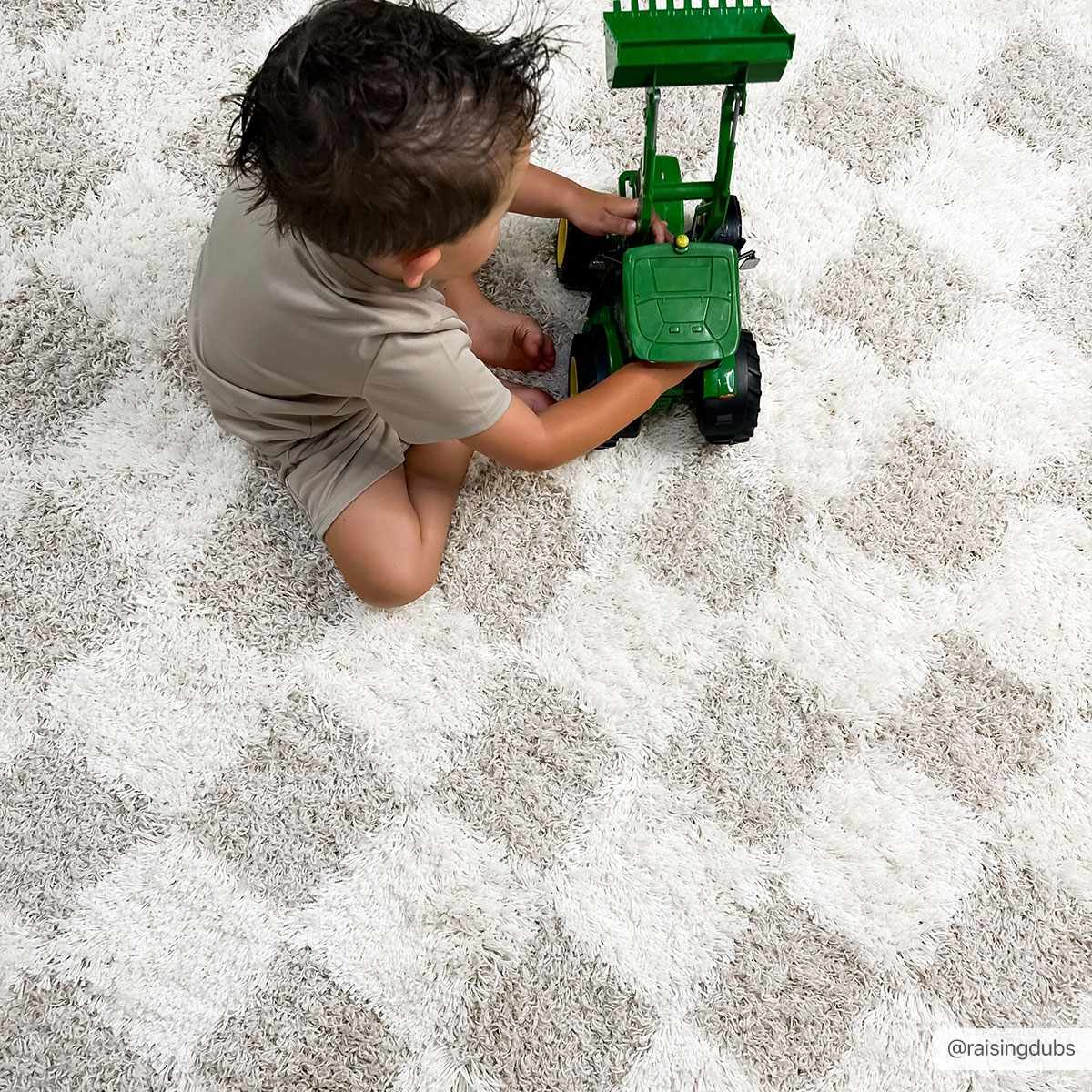 Atira Light Brown Checkered Rug