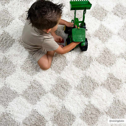 Atira Light Brown Checkered Rug