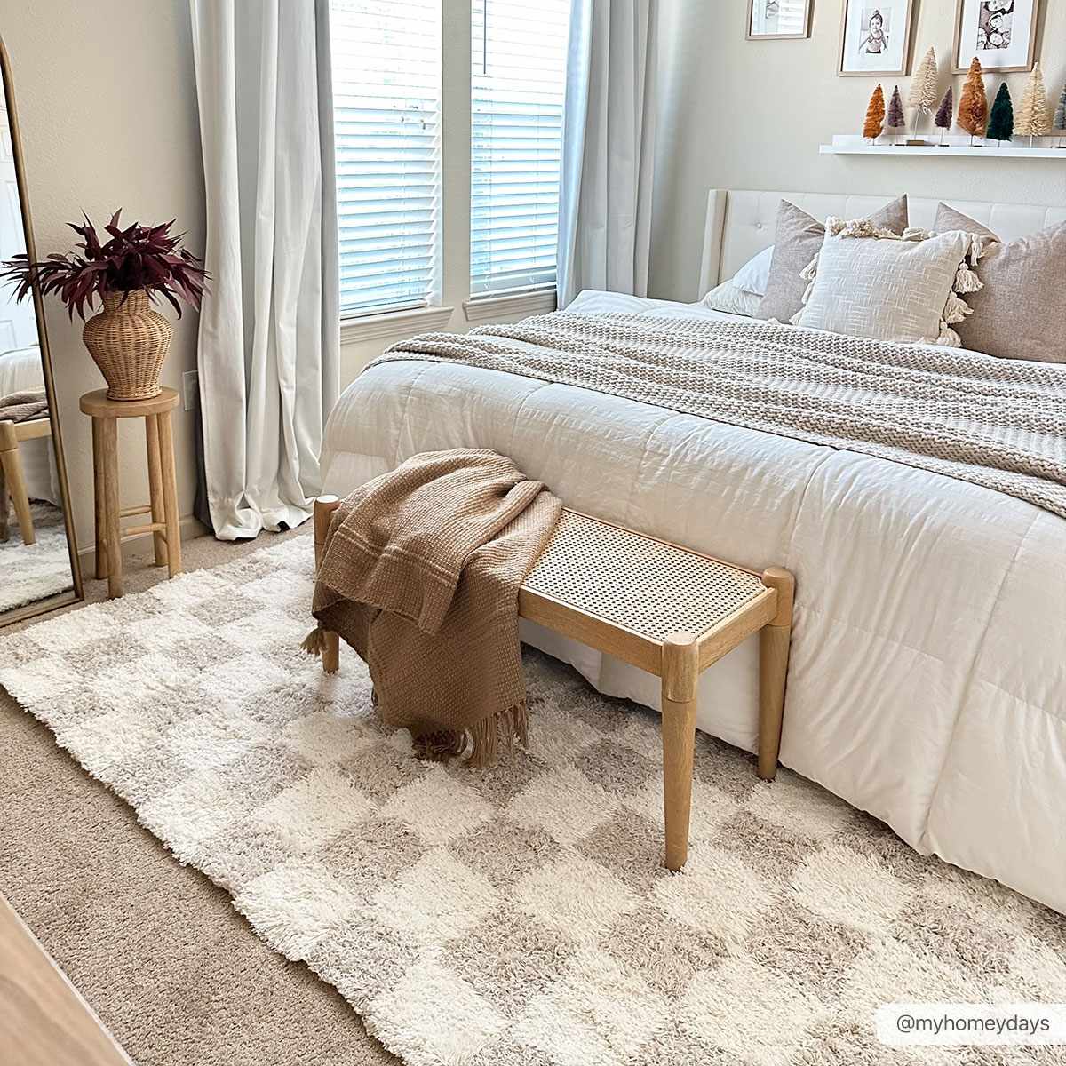 Atira Light Brown Checkered Rug