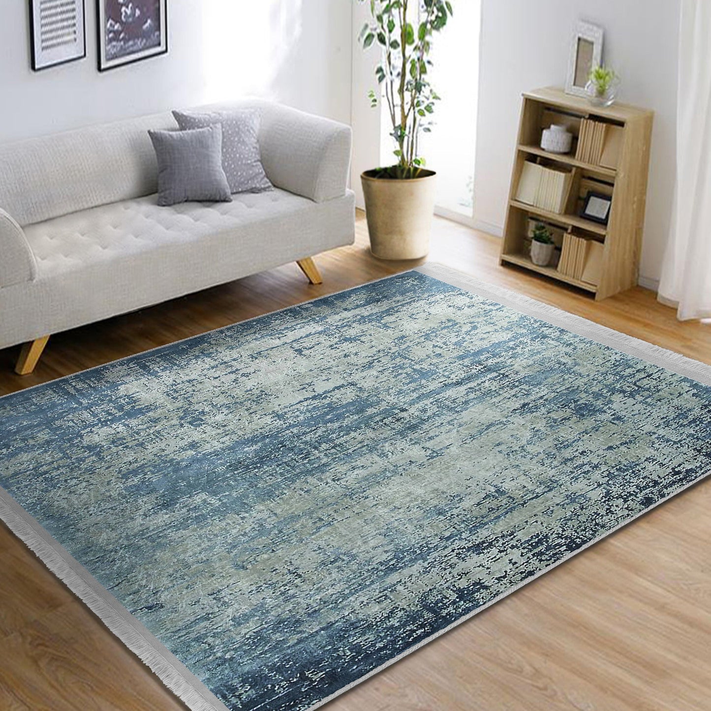Blue Washable Area Rug | Homeezone