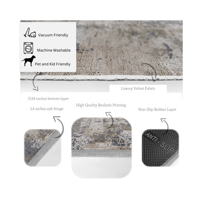 Modern Home Decorative Rectangle Washable Area Rug | Homeezone