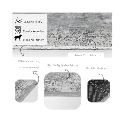 Grey Bedroom Decor Washable Area Rug | Homeezone