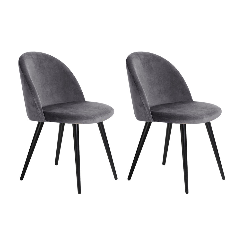 Velvet Dining Chairs – Set of 2  Dark Grey