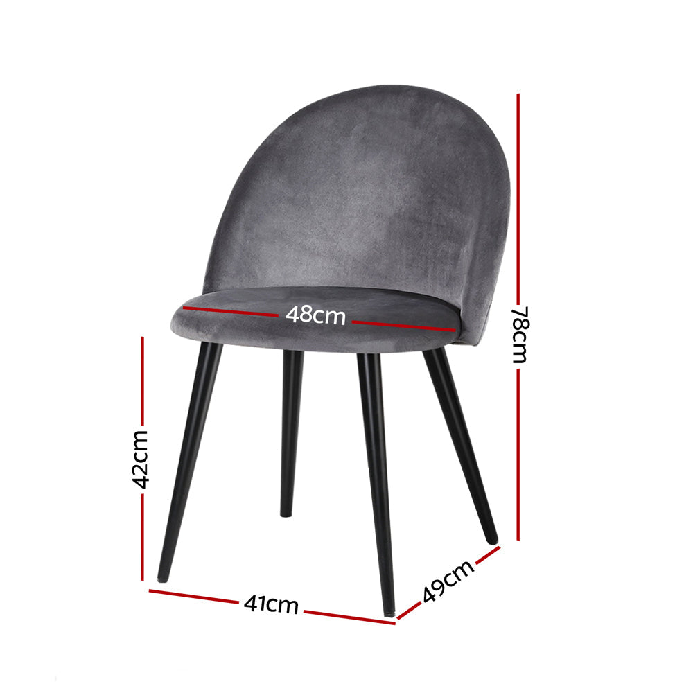 Velvet Dining Chairs – Set of 2  Dark Grey