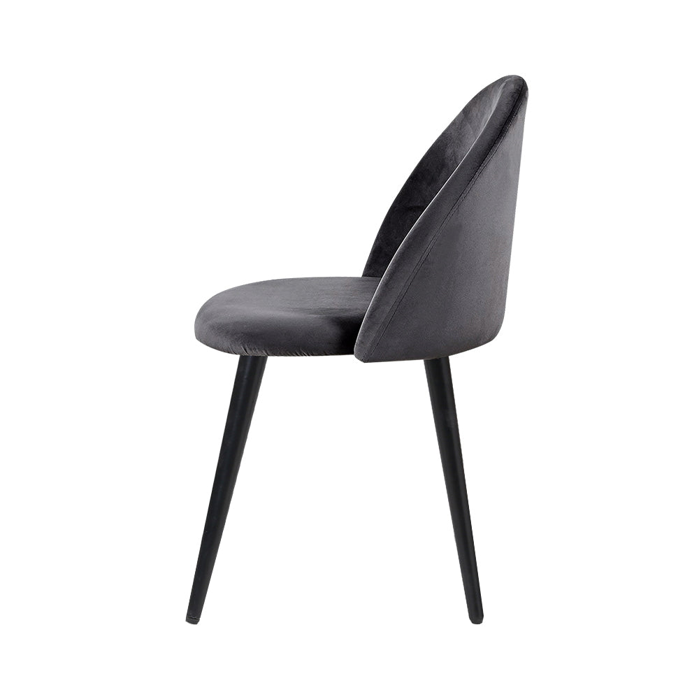 Velvet Dining Chairs – Set of 2  Dark Grey